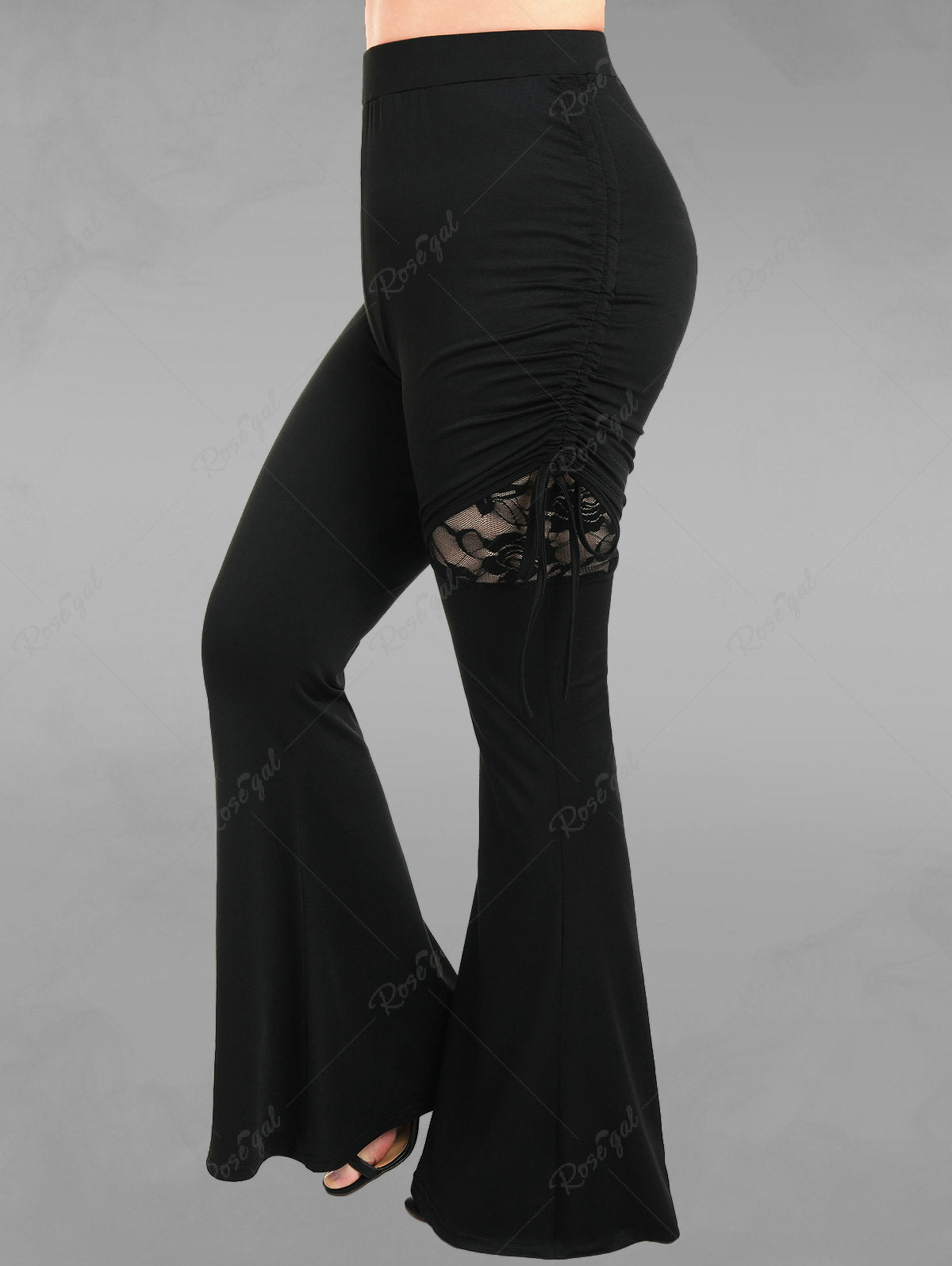 Gothic Lace Panel Cinched Ruched Flare Pants – Rgothic