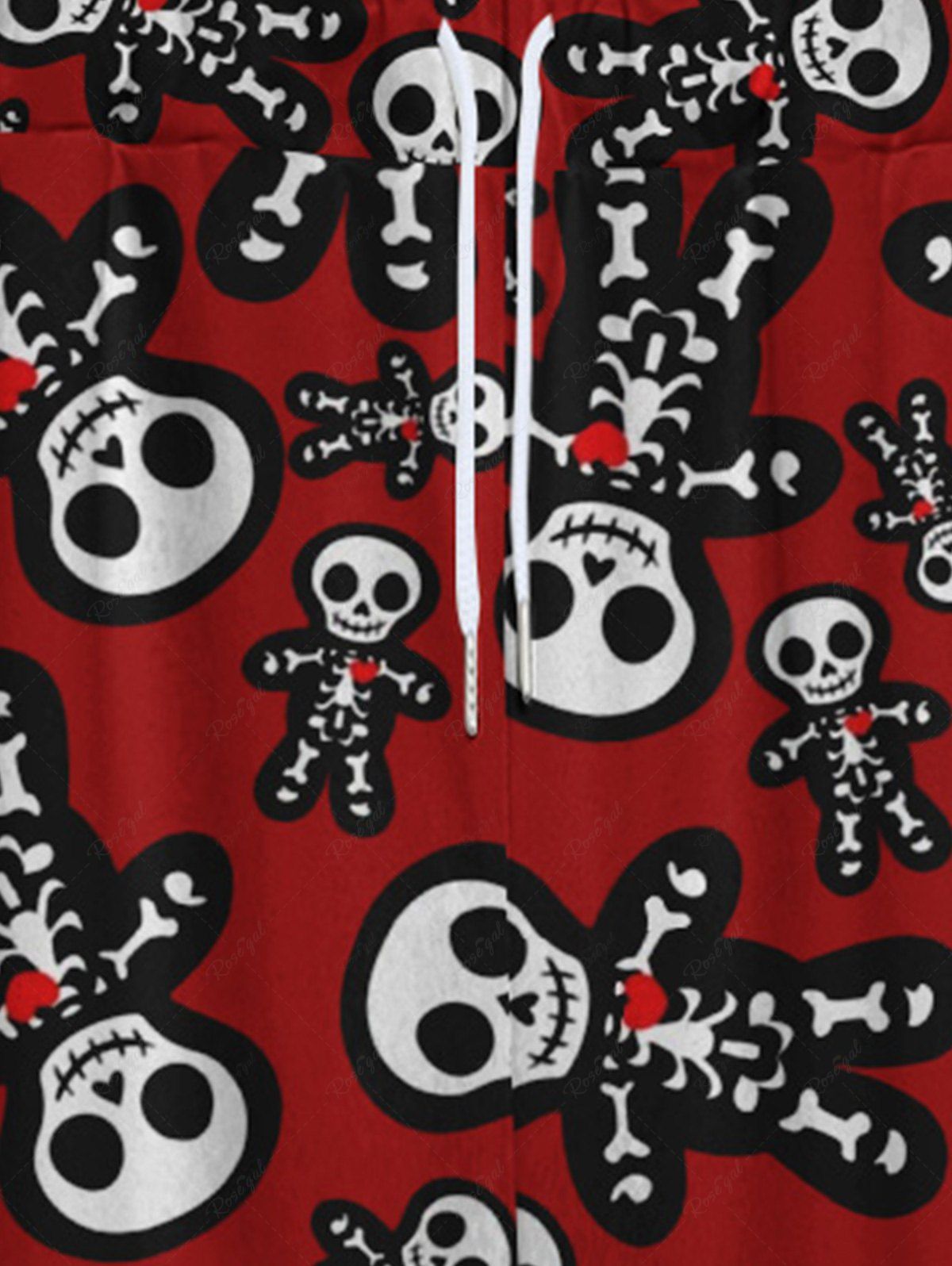 Gothic Cute Skulls Skeleton Gingerbread Print Christmas Drawstring Wide Leg Sweatpants For Men