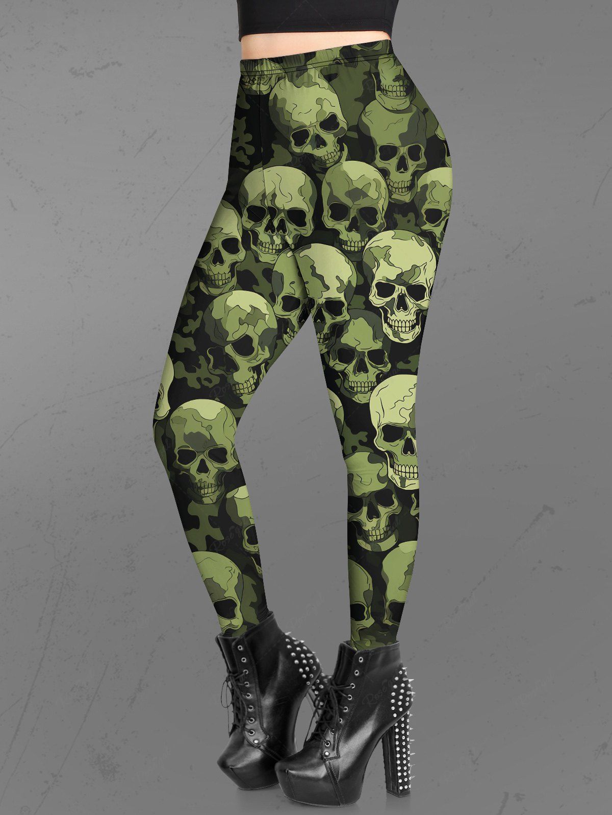 Gothic 3D Skulls Print Skinny Leggings