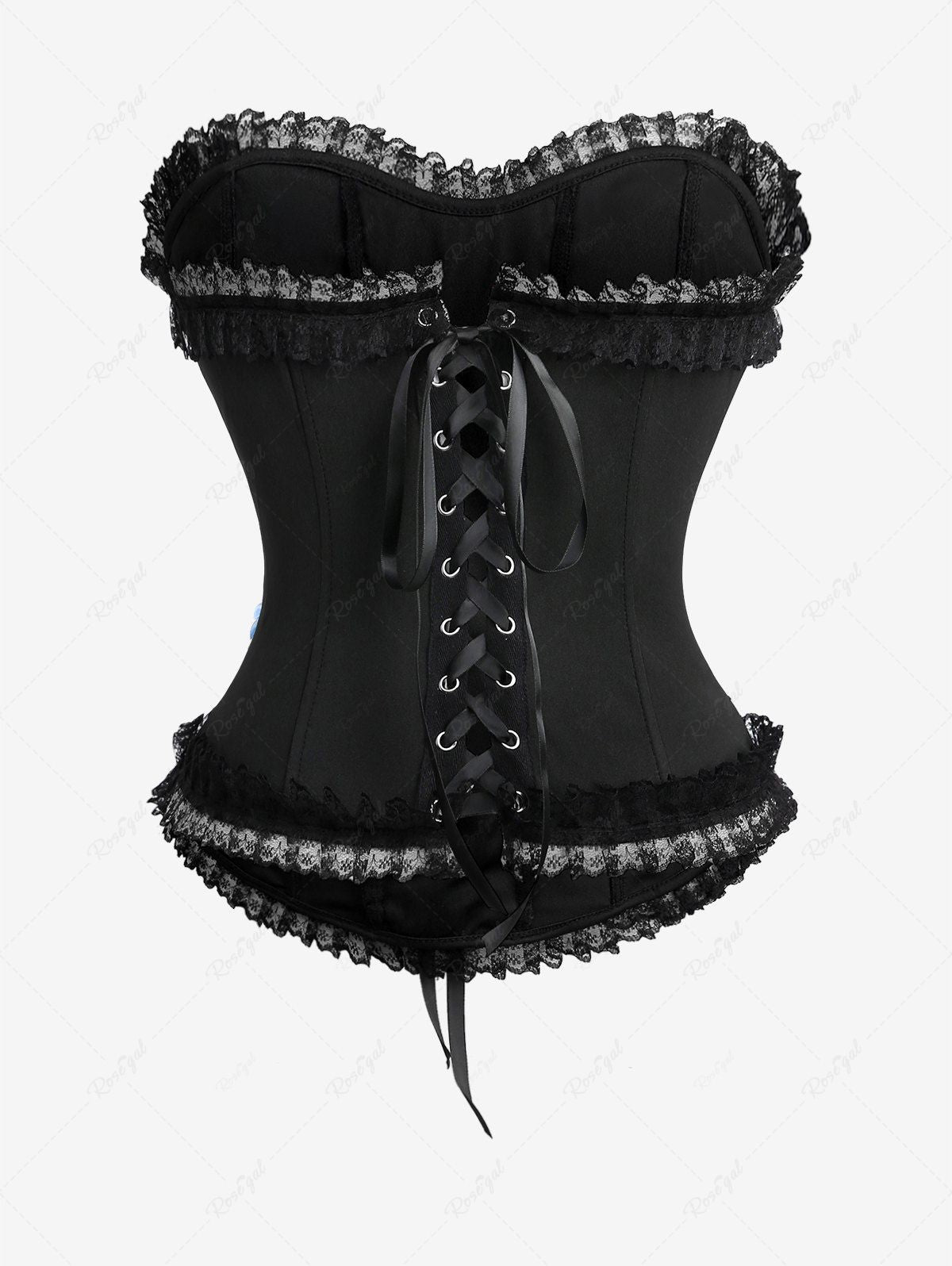 Gothic Butterfly Appliques Lace-up Ruffles Lace Trim Corset