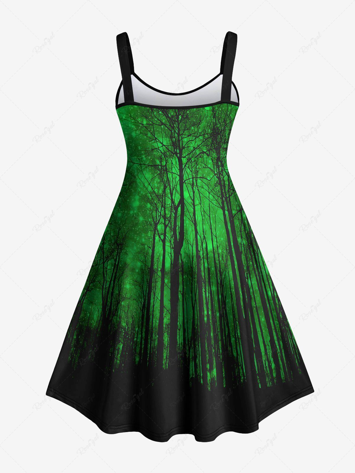 Gothic Forest Tree Glitter Galaxy Print Backless A Line Tank Dress