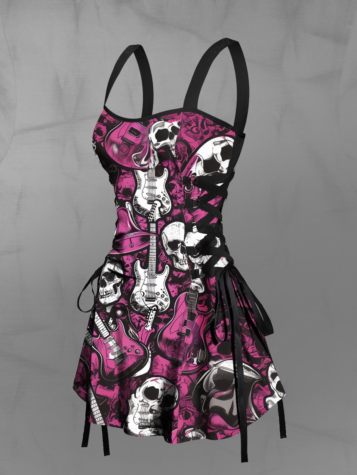 black and pink gothic dress Gothic Black & Pink Ball Gown Wedding Dress | Victorian Corset With Strappy Corset CWT032