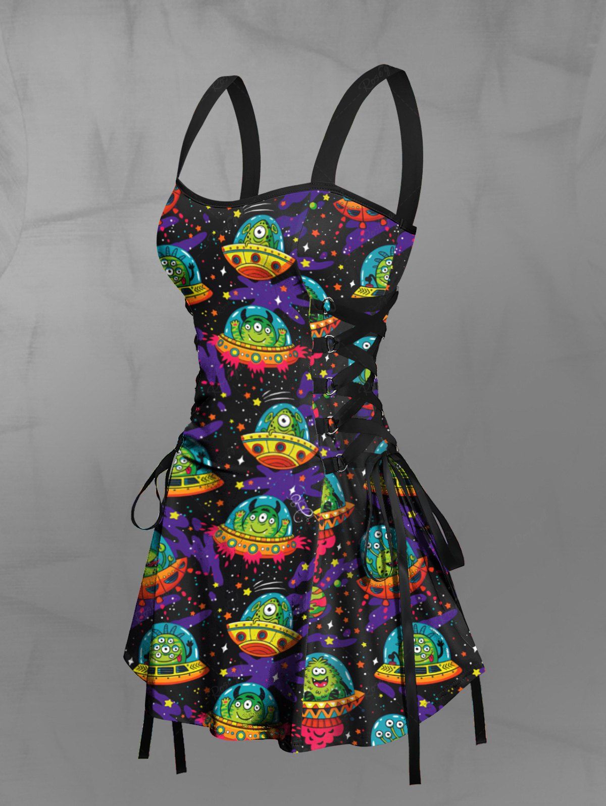 alien skater dress HDE Shiny Metallic Alien Costume Dress Futuristic Sleeveless Space Skater Dress Hot Pink - 3X