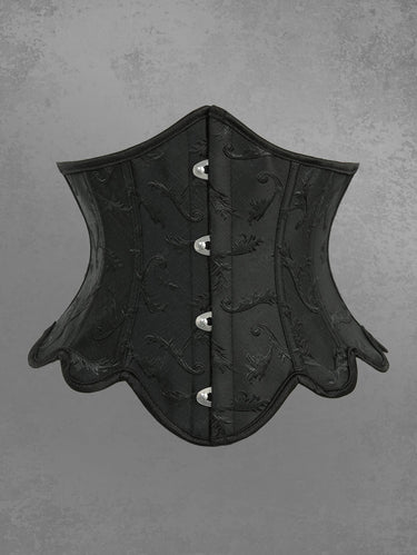 Gothic Floral Jacquard Grommets Lace Up Corset