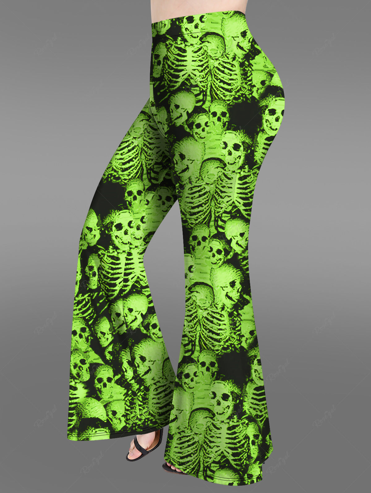 Gothic 3D Print Flare Pants