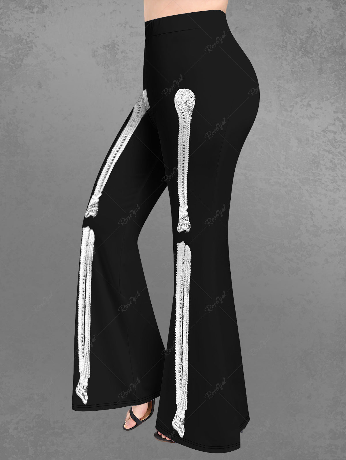 Gothic 3D Skeleton Print Halloween Flare Pants