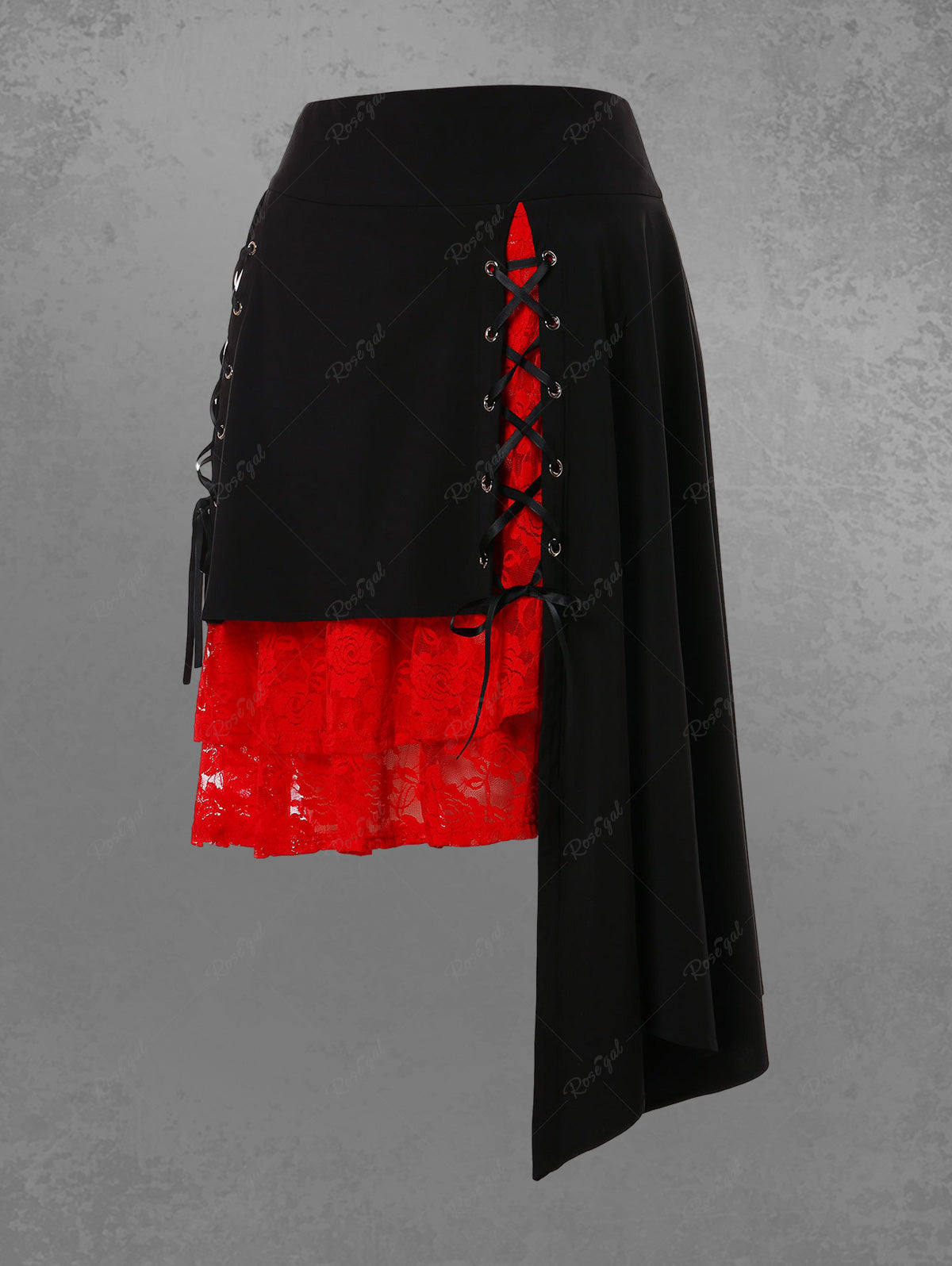Gothic Floral Lace Asymmetrical Skirt