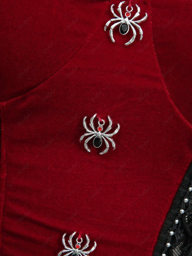 Gothic Lace Up Spider Velvet Top
