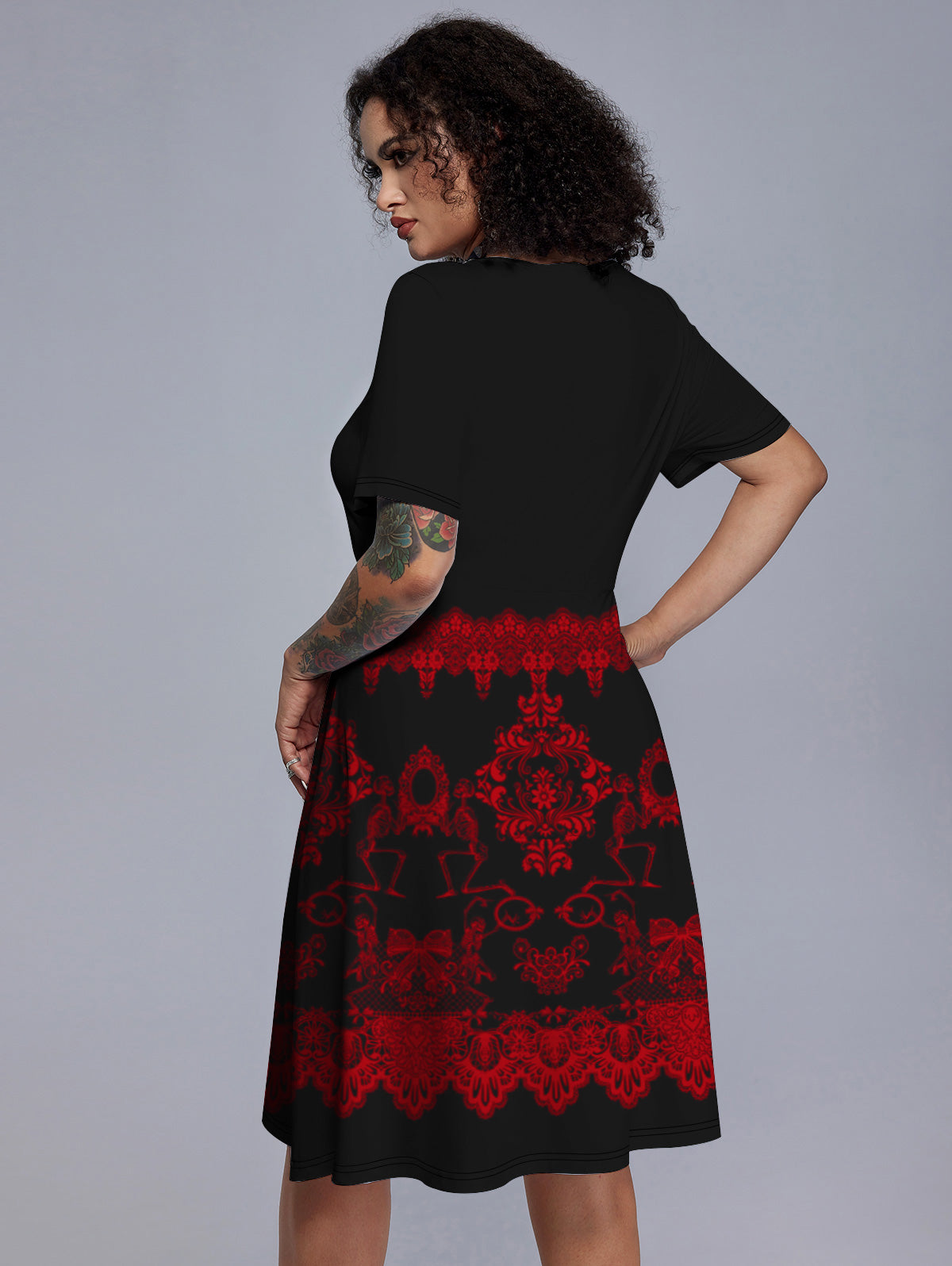 Gothic 3d Print A Line T-shirt Dress