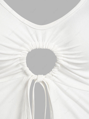 Gothic Halter Slit Keyhole Drawstring Top