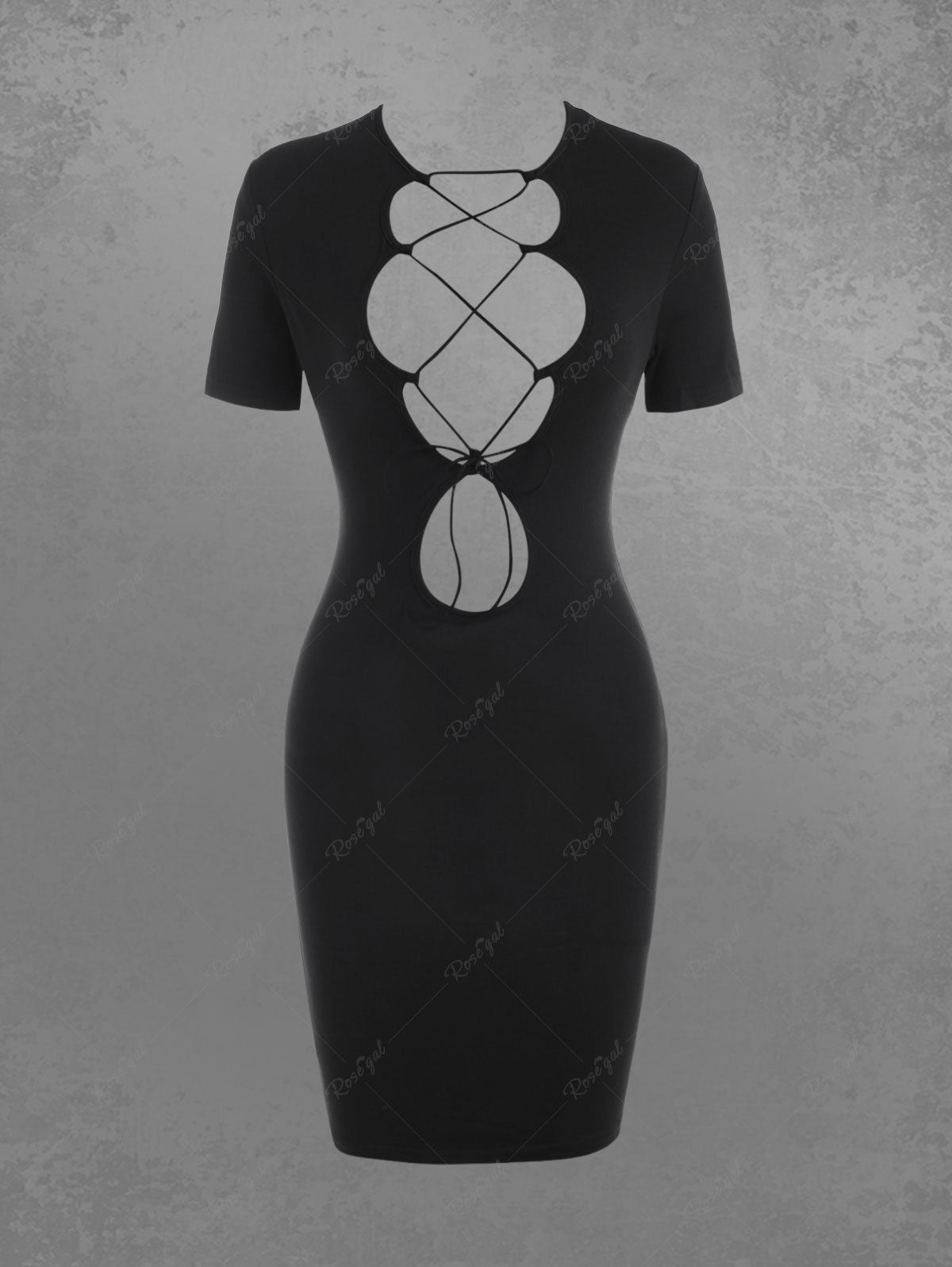 Gothic Lace-up Slinky Bodycon Dress Black / L Gothic Lace-up Slinky Bodycon Dress Black / L