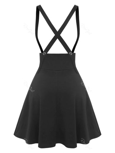 Lauren Loves Victorian Gothic Plus Size Pleated Lace Up Suspender Skirt Black / 4XL Plus Size Lauren Loves Victorian Gothic Plus Size Pleated Lace Up Suspender Skirt Black / 4XL Plus Size