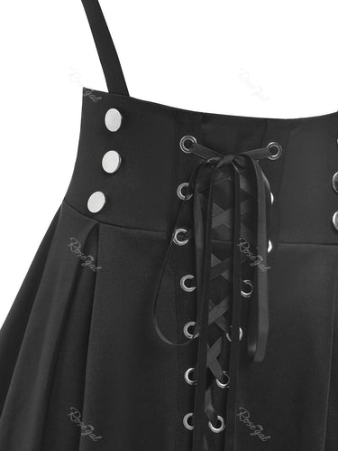 💗Lauren Loves💗 Victorian Gothic Plus Size Pleated Lace Up Suspender Skirt