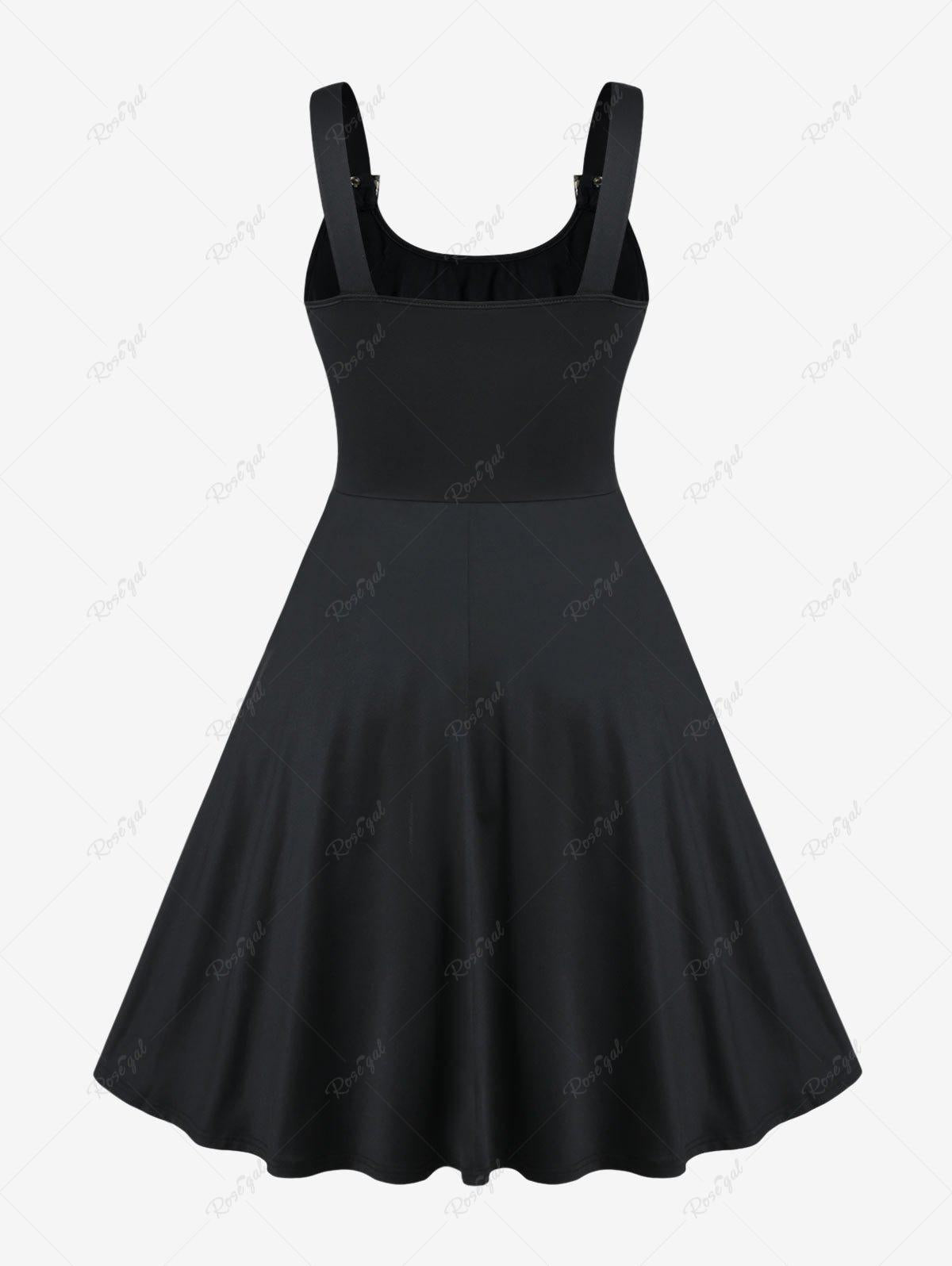 💗Erika Loves💗 Plus Size Lace Up Buckles A Line Sleeveless Gothic Dress