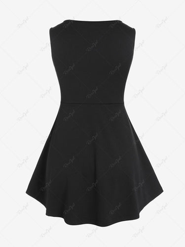 Gothic Plus Size Lace Up Grommets Full Zipper Tank Top