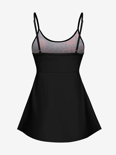 Gothic Plus Size Ombre Octopus Heart Print Boyleg Padded Backless Tankini Swimsuit (Adjustable Shoulder Strap)
