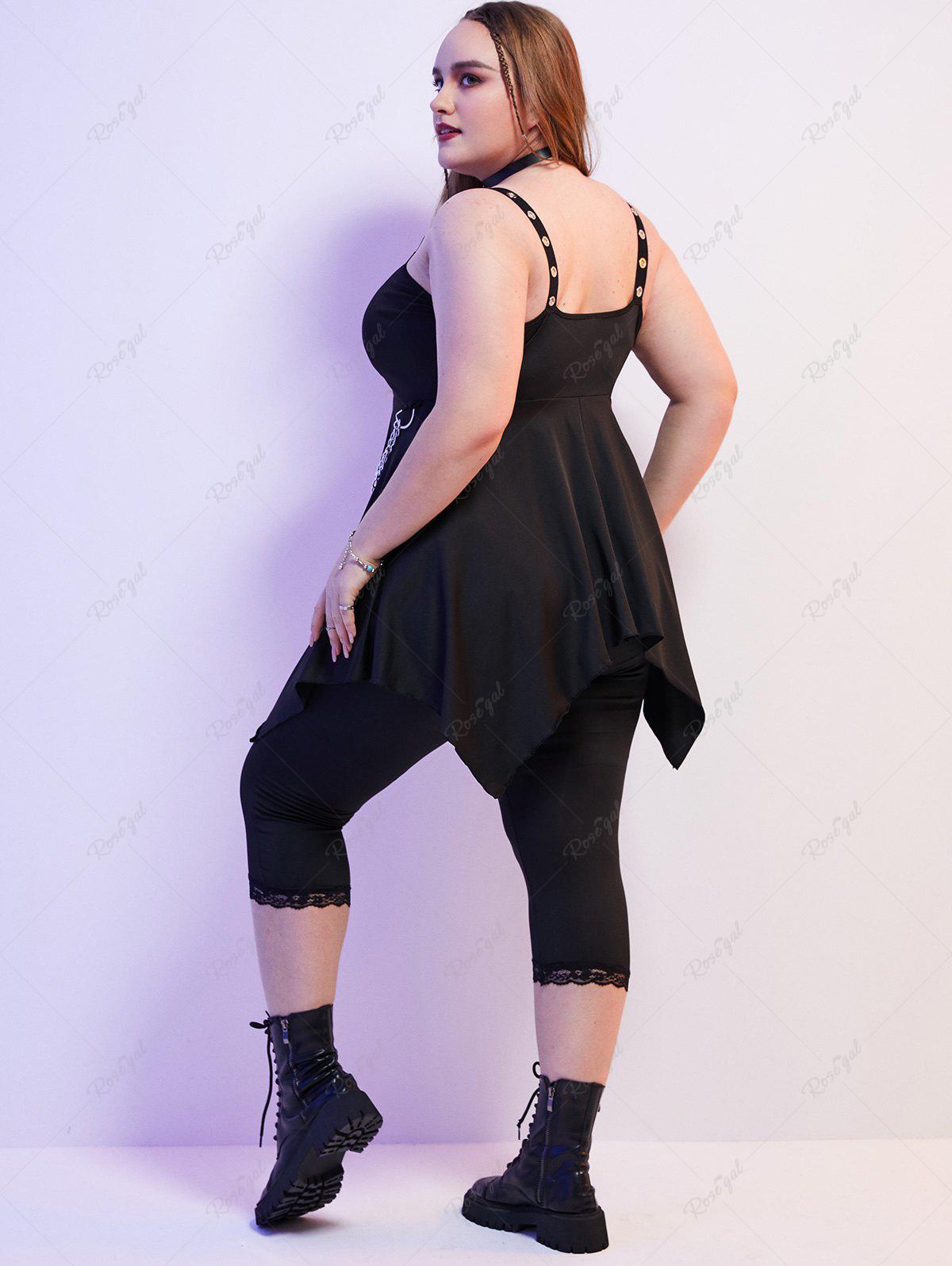 💗Tabbytragedy Loves💗 Plus Size Gothic O Ring Chains Handkerchief Tank Top