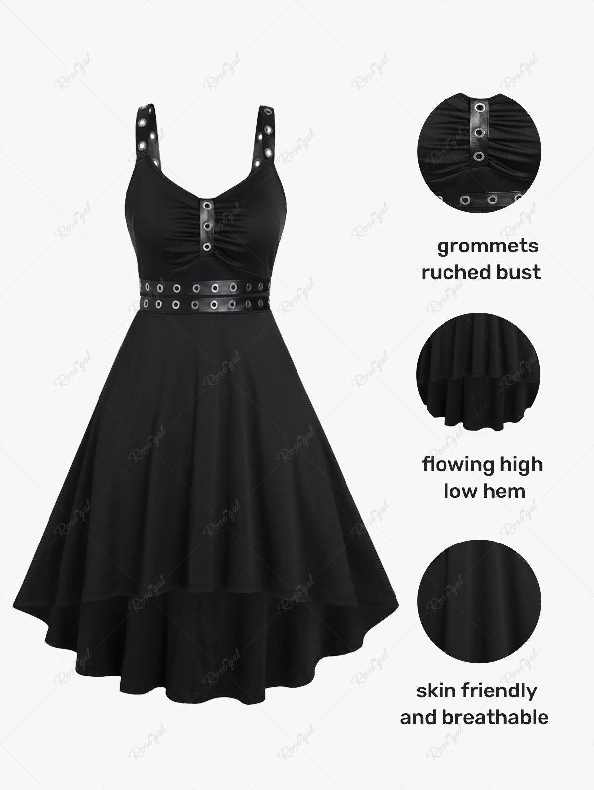 💗Cherry Loves💗 Gothic Grommets High Low Vintage 1950s Pin Up Dress(US Domestic Shipping)