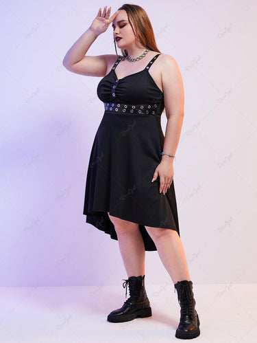 💗Cherry Loves💗 Gothic Plus Size Grommets High Low Vintage 1950s Pin Up Halloween Dress