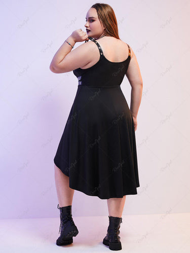 💗Cherry Loves💗 Gothic Plus Size Grommets High Low Vintage 1950s Pin Up Halloween Dress