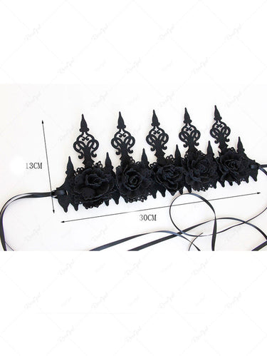 Halloween Dark Gothic Black Crown Wreath Headband
