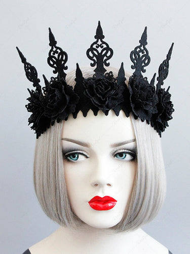 Halloween Dark Gothic Black Crown Wreath Headband