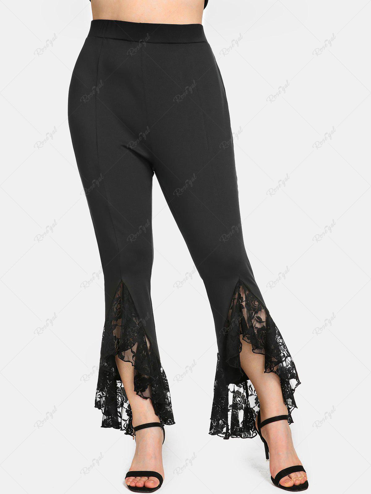 Gothic Lace Panel Slit High Rise Flare Pants