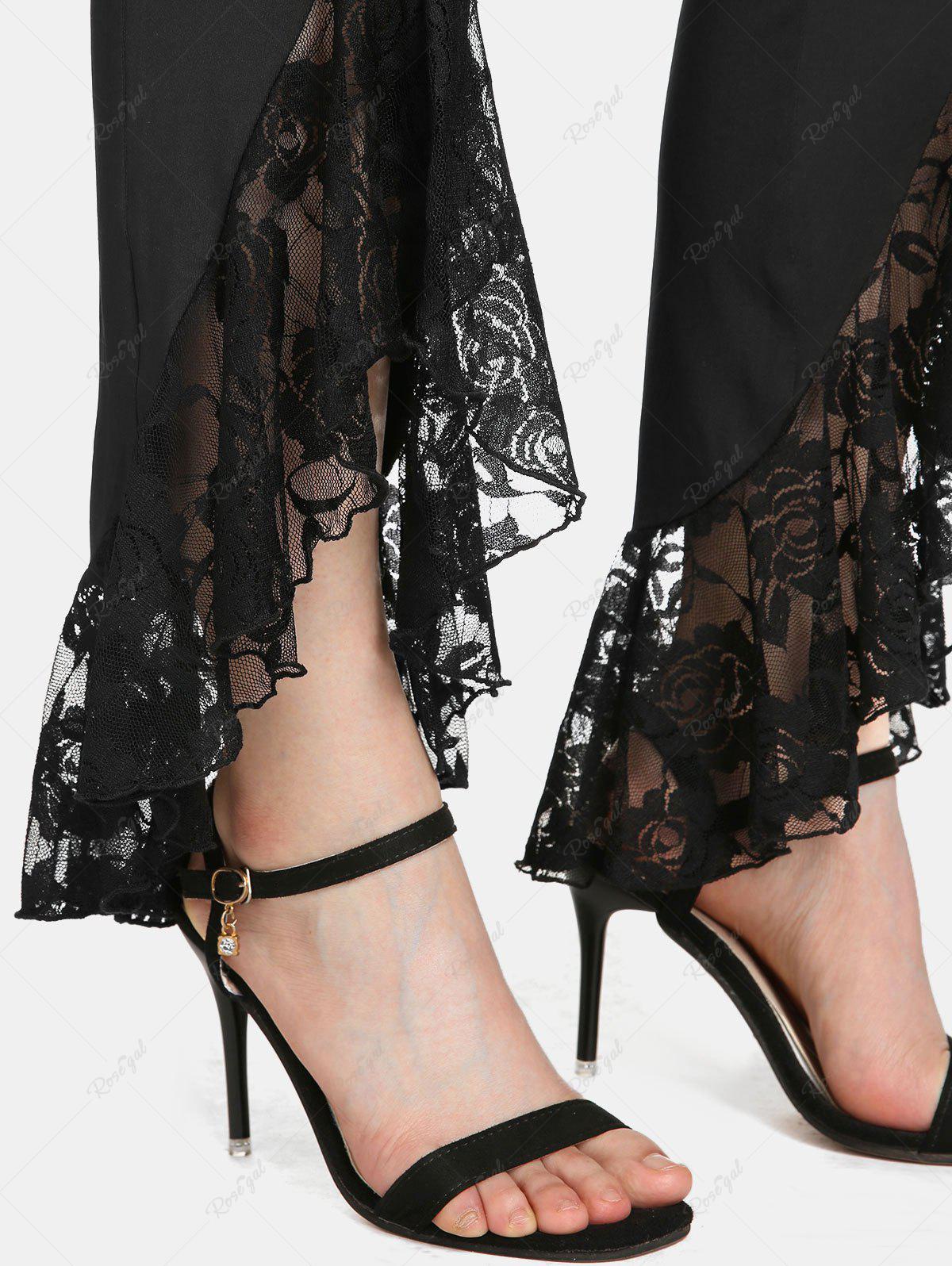 Gothic Lace Panel Slit High Rise Flare Pants