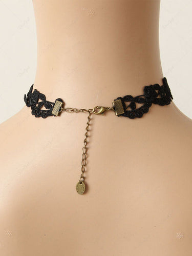 Gothic Victorian Lace Red Gem Choker