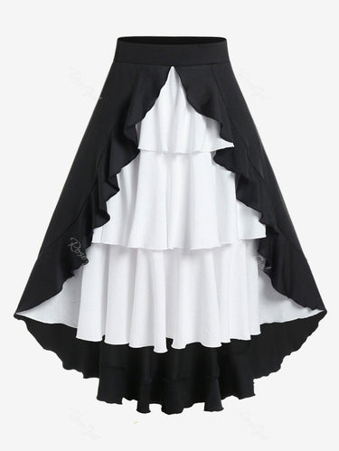 Gothic Plus Size High Low Flounce Layered Skirt