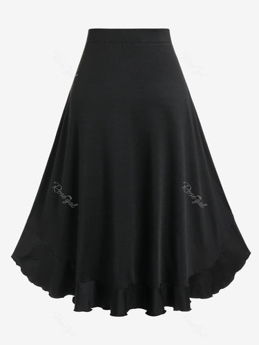 Gothic Plus Size High Low Flounce Layered Skirt