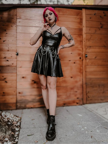 Gothic PU Leather Corset-style Cami Mini Dress Rgothic Gothic PU Leather Corset-style Cami Mini Dress Rgothic