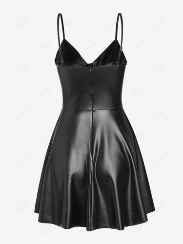 Gothic PU Leather Corset-style Cami Mini Dress