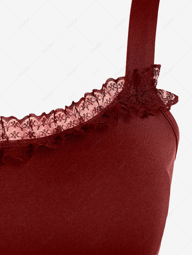 💗Lauren Loves💗Gothic Plus Size Lace-trim Lace-up Layered Ruffled Cinched Ruched Sleeveless Halloween Midi Dress