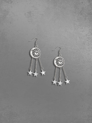Punk Sun Moon Stars Drop Earrings