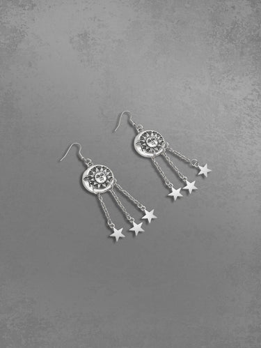 Punk Sun Moon Stars Drop Earrings