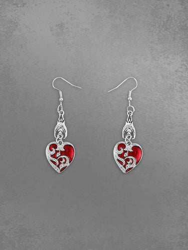 💗STEPHANIE LOVES💗 Bat Drip Oil Heart Earrings