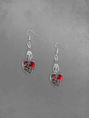 💗STEPHANIE LOVES💗 Bat Drip Oil Heart Earrings