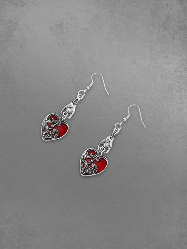 💗STEPHANIE LOVES💗 Bat Drip Oil Heart Earrings