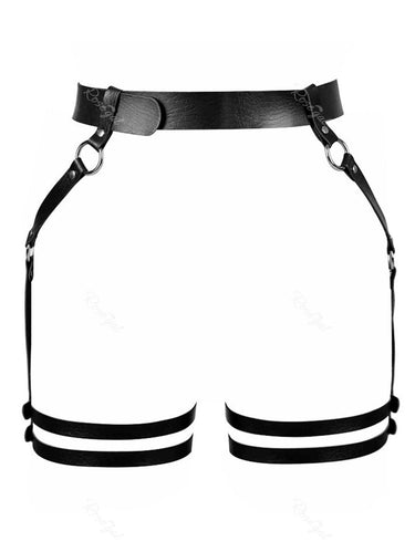 Gothic PU Leather Layered Harness Garter Waist