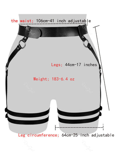 Gothic PU Leather Layered Harness Garter Waist