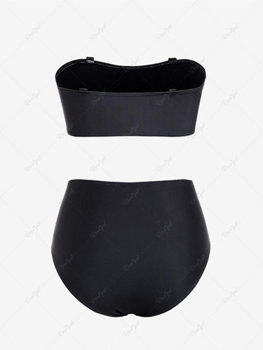 Gothic Plus Size Figure Graphic Bandeau Bikini Swimwear