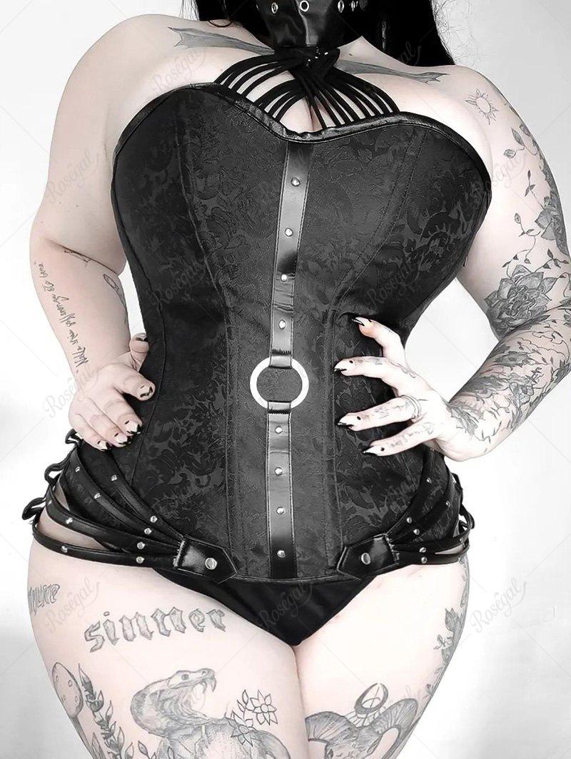 💗MARIKA LOVES💗 Gothic Halter Crisscross PU Leather Strappy Overbust Corset