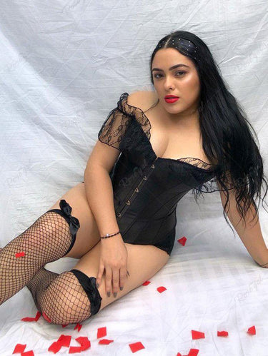 Gothic Plus Size Off The Shoulder Lace Panel Lace-up Boning Corset Top