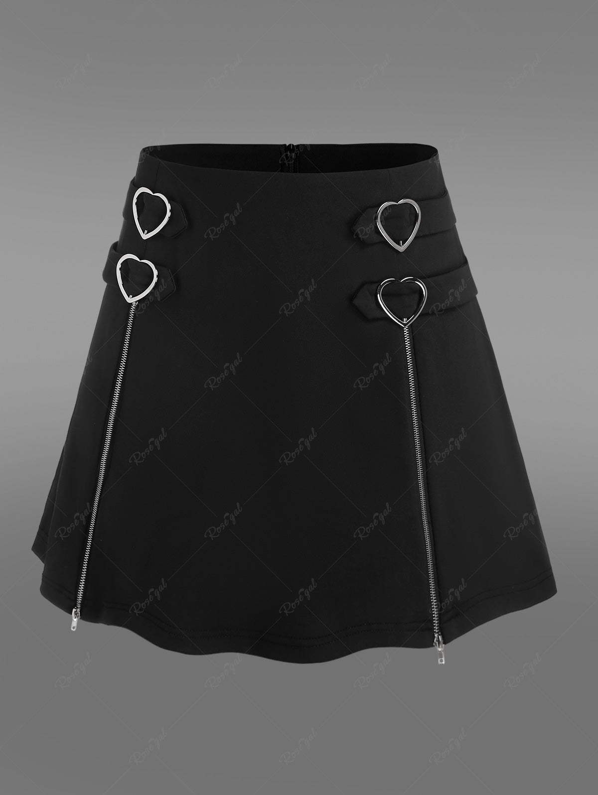 Gothic Zippers Heart-ring Mini A Line Skirt