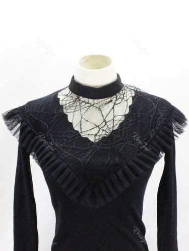 Gothic Spider Web Ruffled Mesh Detachable Collar