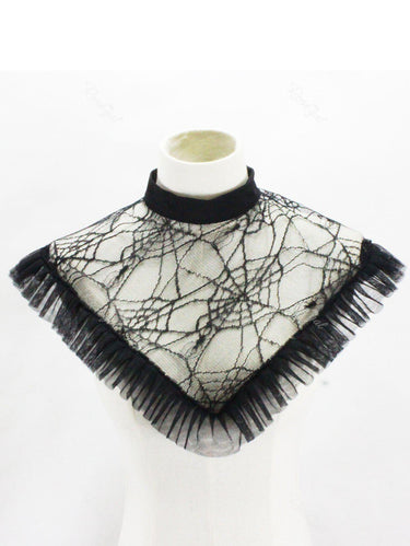 Gothic Spider Web Ruffled Mesh Detachable Collar