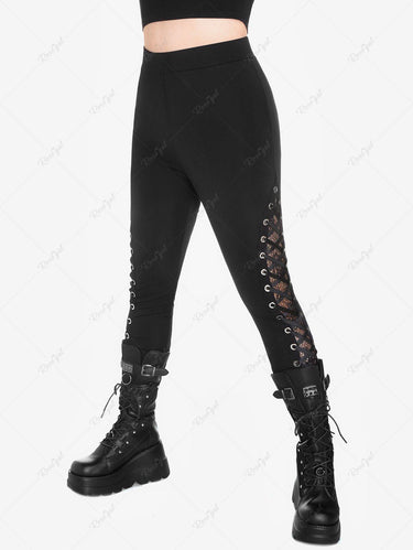 💗Avtvmnvvitch Loves💗 Gothic Plus Size Lace Panel Lace-up Skinny Pull On Pants
