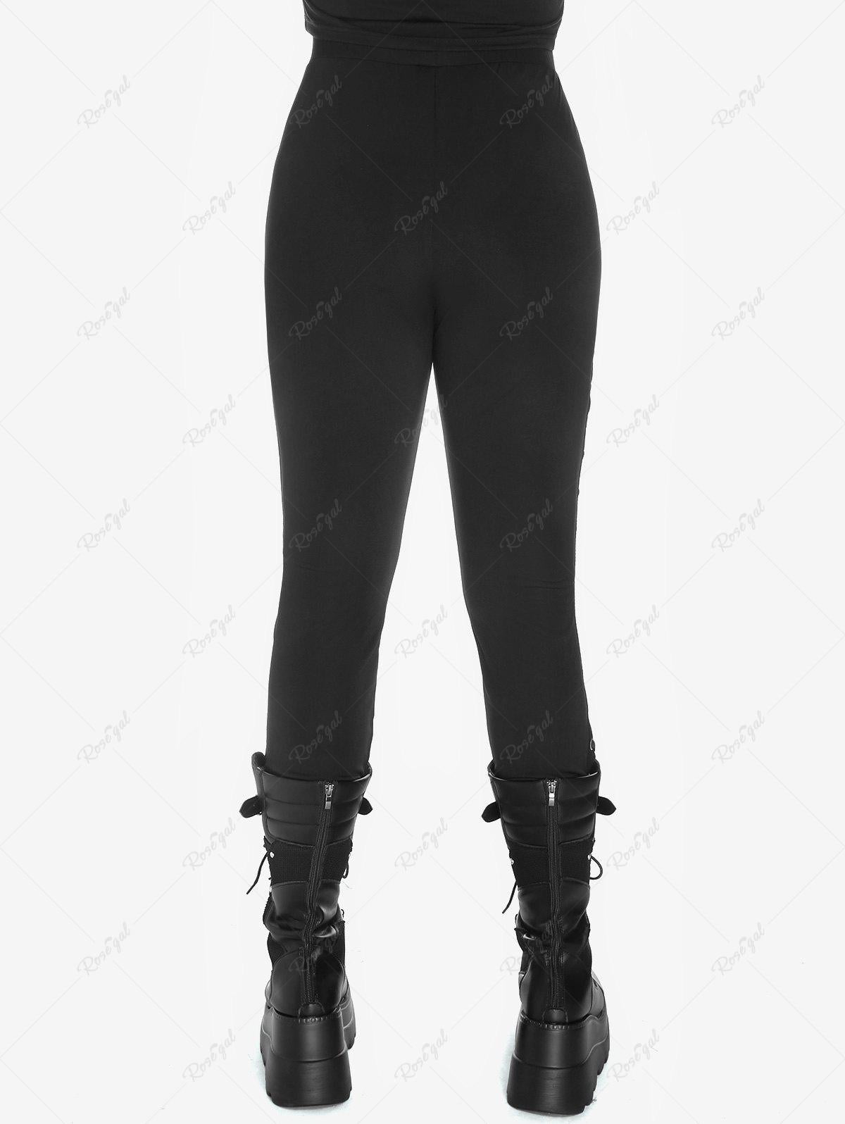 💗Avtvmnvvitch Loves💗 Gothic Lace Panel Lace-up Skinny Pull On Pants