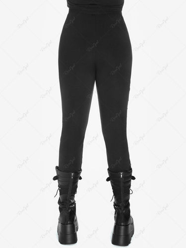 💗Avtvmnvvitch Loves💗 Gothic Plus Size Lace Panel Lace-up Skinny Pull On Pants